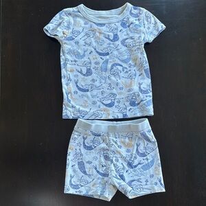 Crewcuts Blue and White Pajama Set with Ocean Print